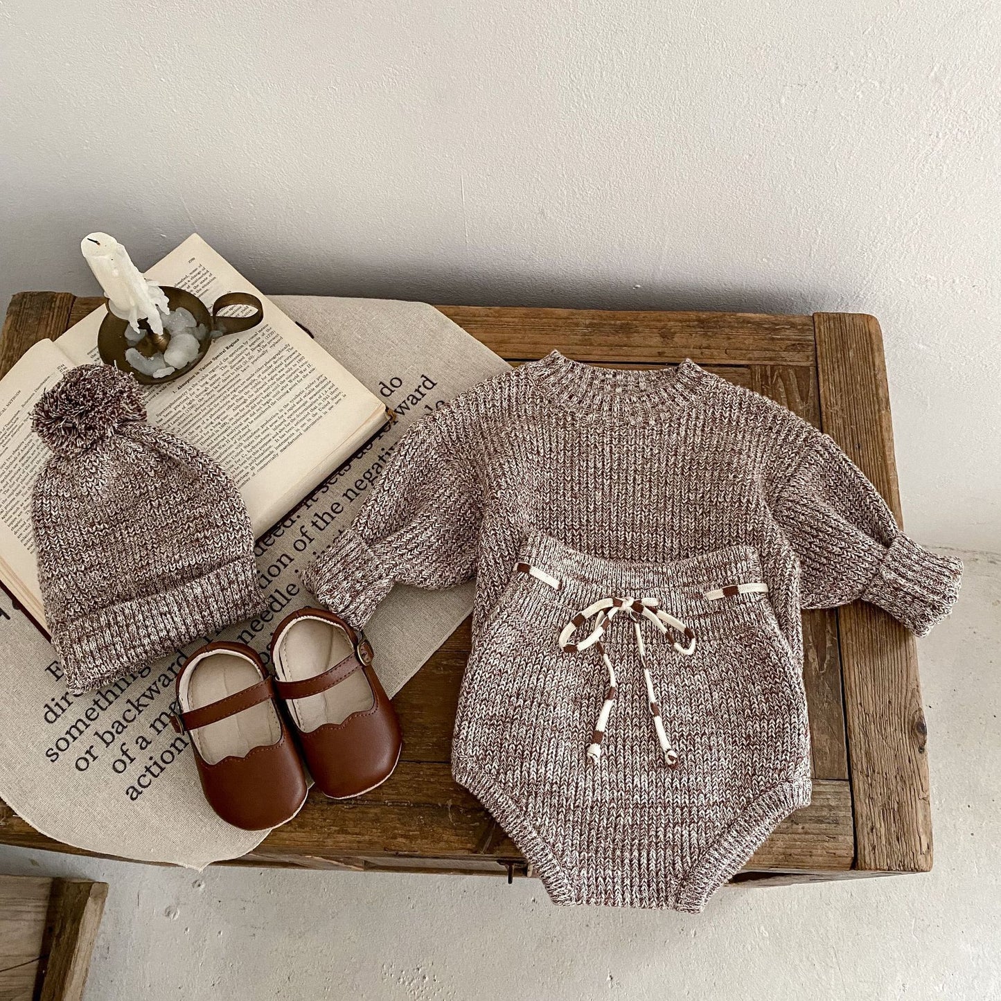 Baby 3-Piece Pullover & Knitted Hat Set
