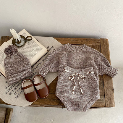 Baby 3-Piece Pullover & Knitted Hat Set