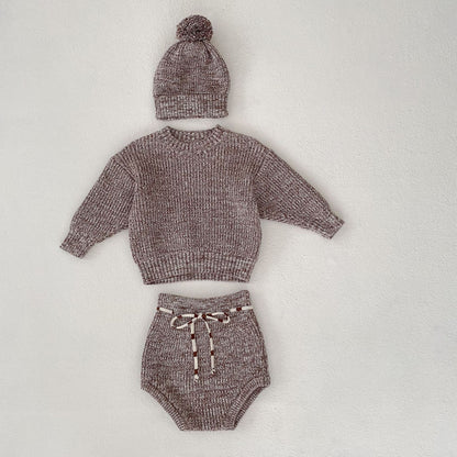 Baby 3-Piece Pullover & Knitted Hat Set